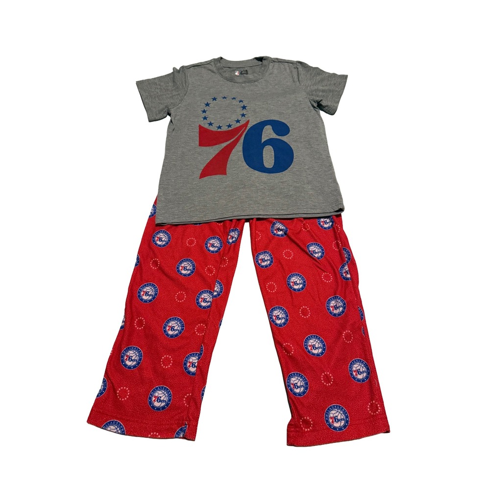 NBA Philadelphia 76ers Youth Pajama Set Ultra Game Gray Red Size 8 Kids PJs